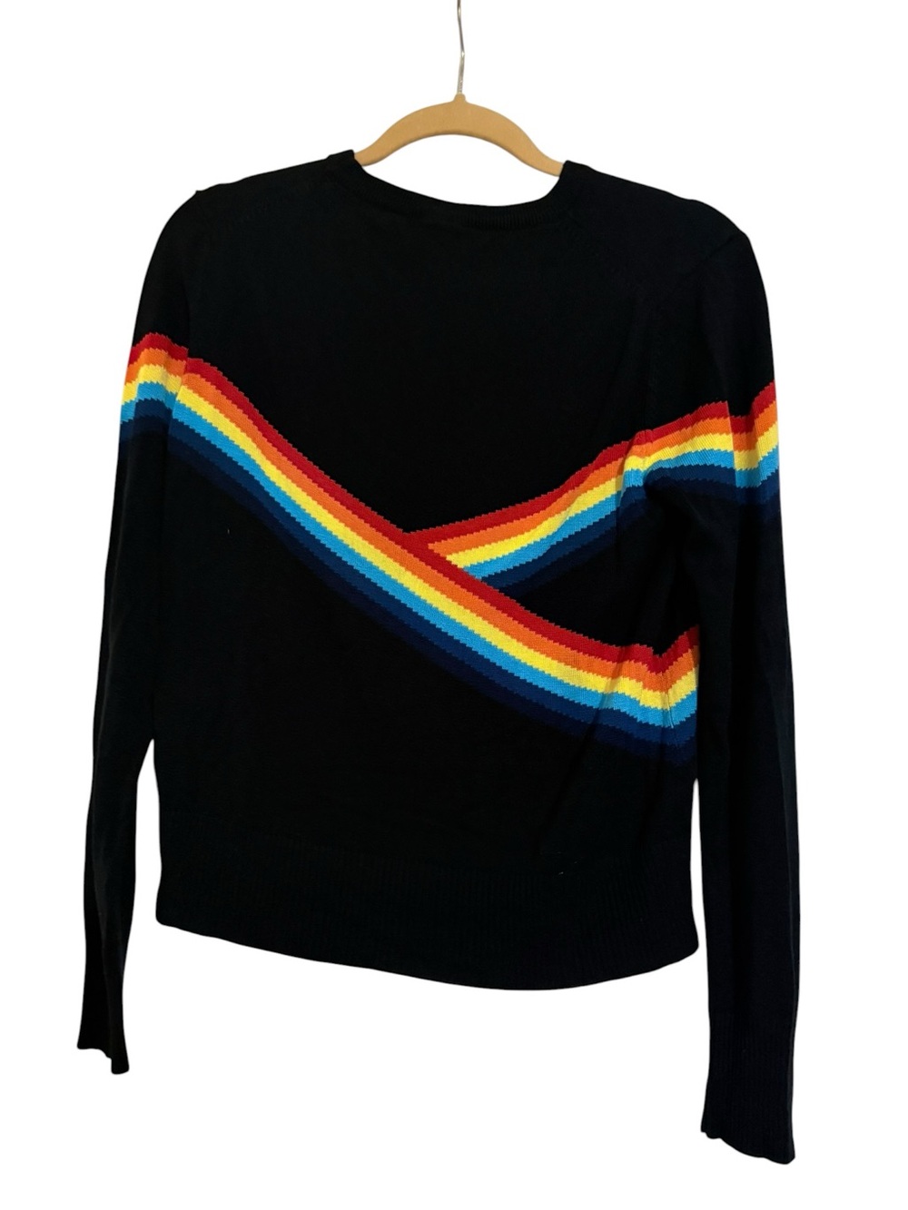 Madeleine Thompson x Spiritual Gangster Rainbow Stripe Knit Sweater Size M Black - Picture 2 of 4